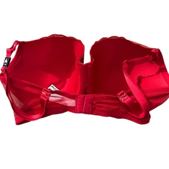 Victorias Secret Lined Demi Metallic Lace bra red and gold - Picture 5 of 7